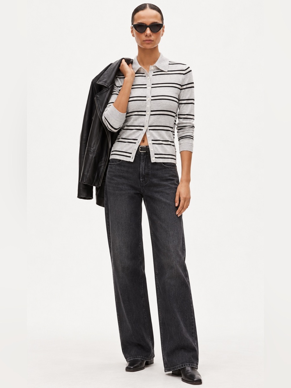 J. Crew Featherweight cashmere collared cardigan in mixed stripe Size XS NWT